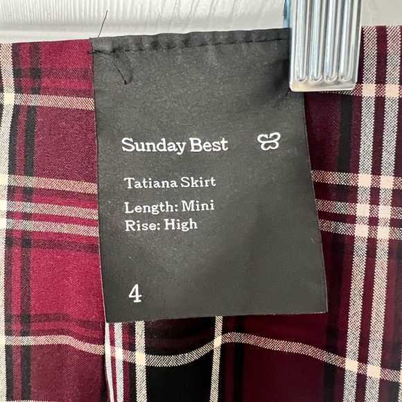 NWT Sunday Best Burgundy Plaid Mini Skirt Sz 4 - Picture 6 of 13